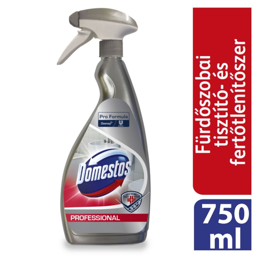 Domestos Pro Formula TASKI Sani 4 in 1 Plus Spray 6x0.75L - Tejsav alapú fürdőszobai tisztító-, fertőtlenítőszer, vízkőoldó és illatosító hatással